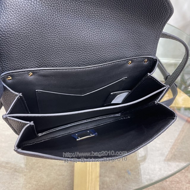 Bottega veneta高端女包 KF0021 寶緹嘉黑色荔枝紋肩背女包 BV2021新款V字蓋頭鏈條女包  gxz1337